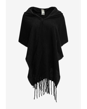 Destin Opus Fringe Wool Poncho - Black