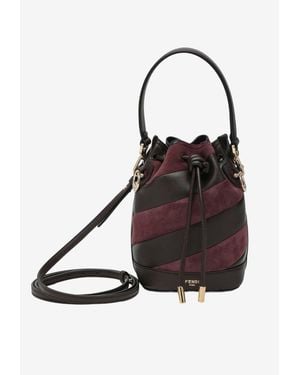 Fendi Mini Mon Tresor Leather And Suede Bucket Bag - Black