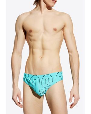 Moschino Logo Print Swimming Briefs - Blue