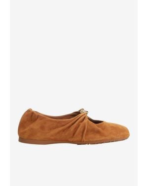 Loewe Pebble Suede Soft Ballet Flats - Brown