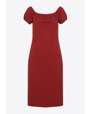 Miu Miu Cotton Midi Dress - Red