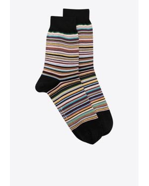 Paul Smith Logo Striped Ankle Socks - Black