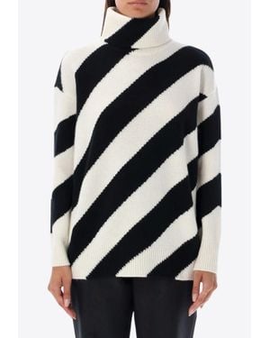 Valentino Turtleneck Striped Wool Jumper - Blue