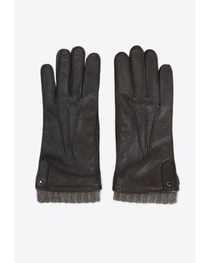 Canali Leather Gloves - Black
