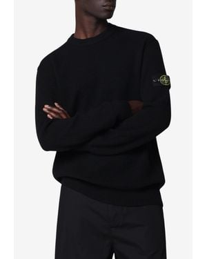 Stone Island Compass Badge Wool Crewneck Sweater - Black