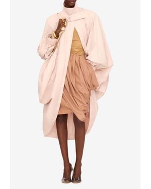 Chloé High-Neck Oversized Cape Coat - Natural
