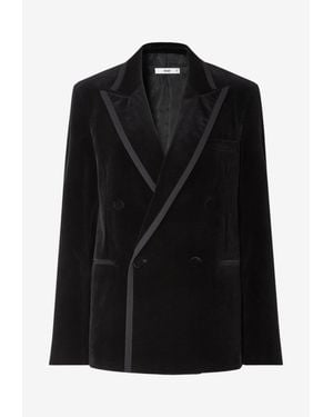 Fendi Double-Breasted Velvet Blazer - Black