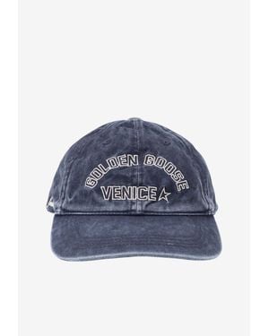 Golden Goose Vintage Denim Logo Baseball Cap - Blue