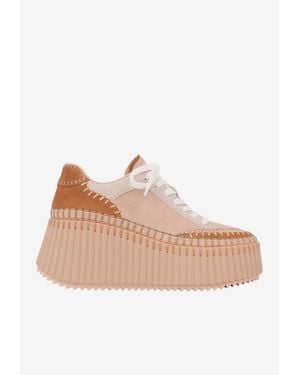 Chloé Nama Platform Wedge Trainers - Brown