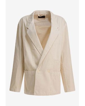 Lemaire Double-Breasted Denim Blazer - Natural