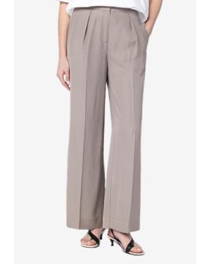 Calvin Klein Linen-Blend Tailored Pants - Grey