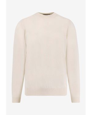 BOSS Wool And Silk Crewneck Sweater - Natural