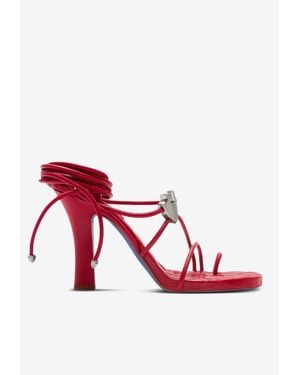 Burberry Ivy Shield 105 Wraparound Leather Sandals - Red