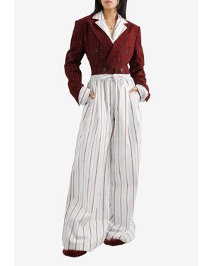 Dolce & Gabbana Taormina Double-Breasted Pinstriped Jacket - White