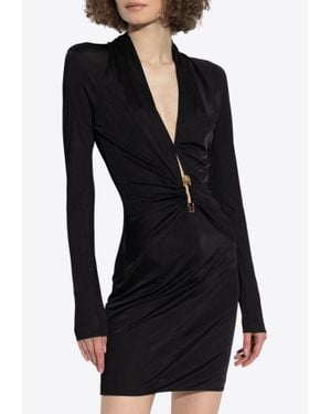 Versace Safety Pin Fitted Mini Dress - Black