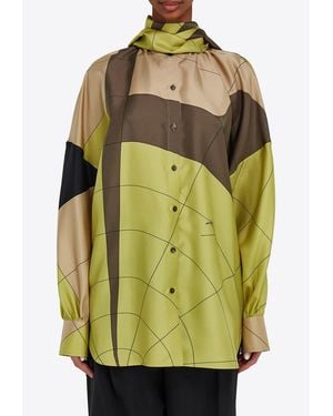 Ferragamo Parachute Pattern Silk Blouse - Green