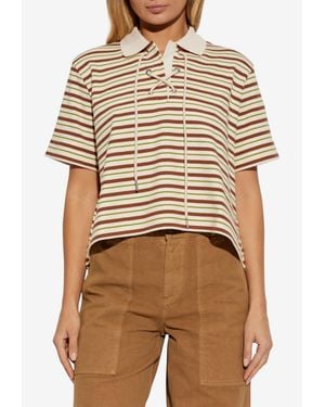 Moncler Striped Boxy Polo T-Shirt - Natural