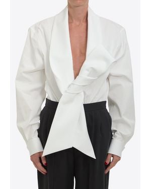 Saint Laurent Lavallière Collar Blouse - White