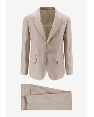 Brunello Cucinelli Double-Breasted Wool Suit - Natural