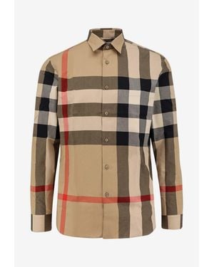 Burberry Summerton Long-Sleeved Check Shirt - Natural