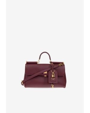 Dolce & Gabbana Medium My Sicily Calf Leather Handbag - Purple