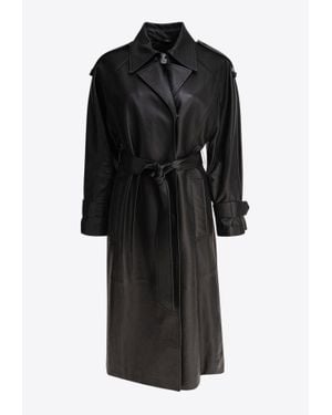 IVY & OAK Lilith Leather Belted Coat - Black
