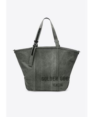 Golden Goose Logo Print Canvas Tote Bag - Grey
