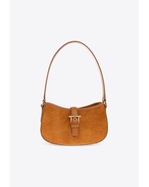 McQueen Mini T-Bar Suede Shoulder Bag - White