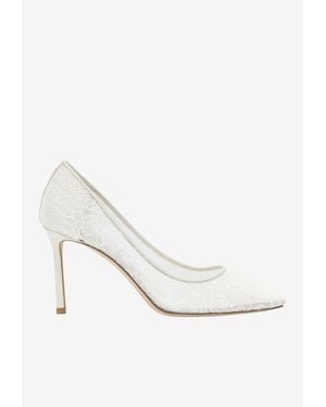 Jimmy Choo 85 Romy Lace Court Shoes - White