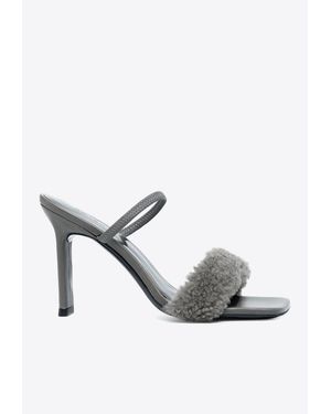 BY FAR Ada 100 Shearling Strap Sandals - White