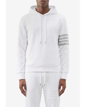 Thom Browne 4-Bar Stripes Hooded Sweatshirt - White