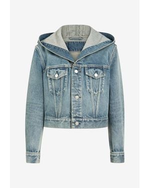 Alaïa Trucker Cropped Denim Jacket - Blue