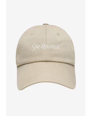 Saint Laurent Embroidered Logo Baseball Cap - Natural