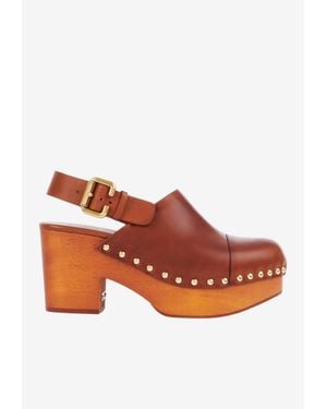 Chloé Jeannette 80 Wedge Clogs - Brown