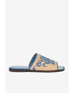【送料&関税込】Etro Chalk Leather Crown Me Slippers ETRO Crown Me Embellished Leather Sandals in Multicoloured