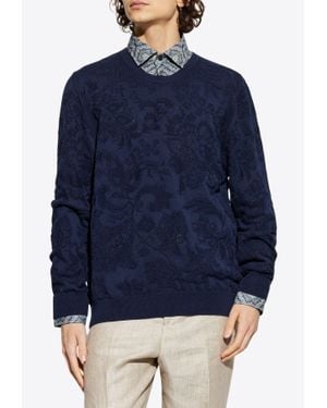 Etro Paisley Jacquard Crewneck Sweater - Blue