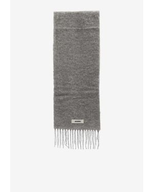 Jacquemus Carro Logo Patch Fringed Scarf - Grey