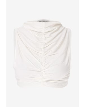 MYBESTFRIENDS Nemesis Ruched Cropped Top - White