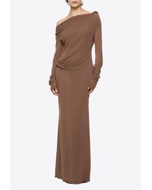 Paris Georgia Basics Croissant One-Shoulder Maxi Dress - Brown