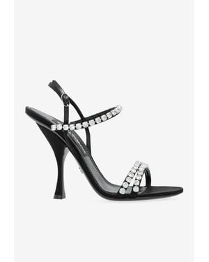 Dolce & Gabbana Keira 2.0 105 Crystal-Embellished Satin Sandals - White