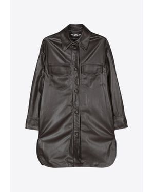 Stella McCartney Faux Leather Long-Sleeved Shirt - Grey