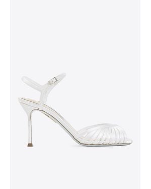 Aquazzura Hold Me 85 Satin Sandals - White