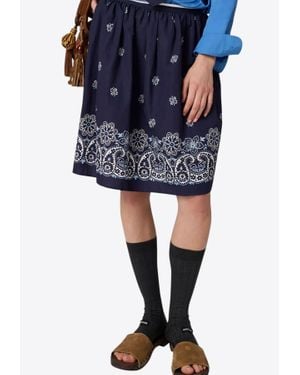 Miu Miu Cornflower Print Poplin Skirt - Blue