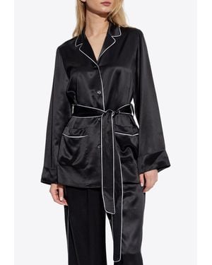 Dolce & Gabbana Belted Silk Shirt - Black