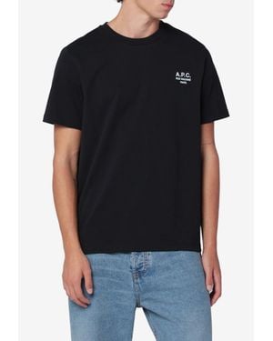 A.P.C. Rue Madame Embroidered Logo T-Shirt - Black
