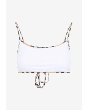 Burberry Starla Check-Trimmed Bikini Top - White