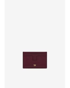 Tom Ford Classic Tf Grain Leather Card Holder - Purple