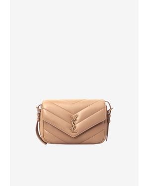 Saint Laurent Loulou Toy Quilted Lambskin Shoulder Bag - Natural