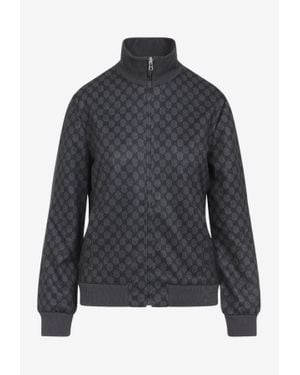 Gucci All-Over Logo Zip-Up Sweatshirt - Grey