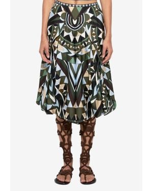 PUCCI Manuba Print Silk Twill Culotte Pants - Multicolor